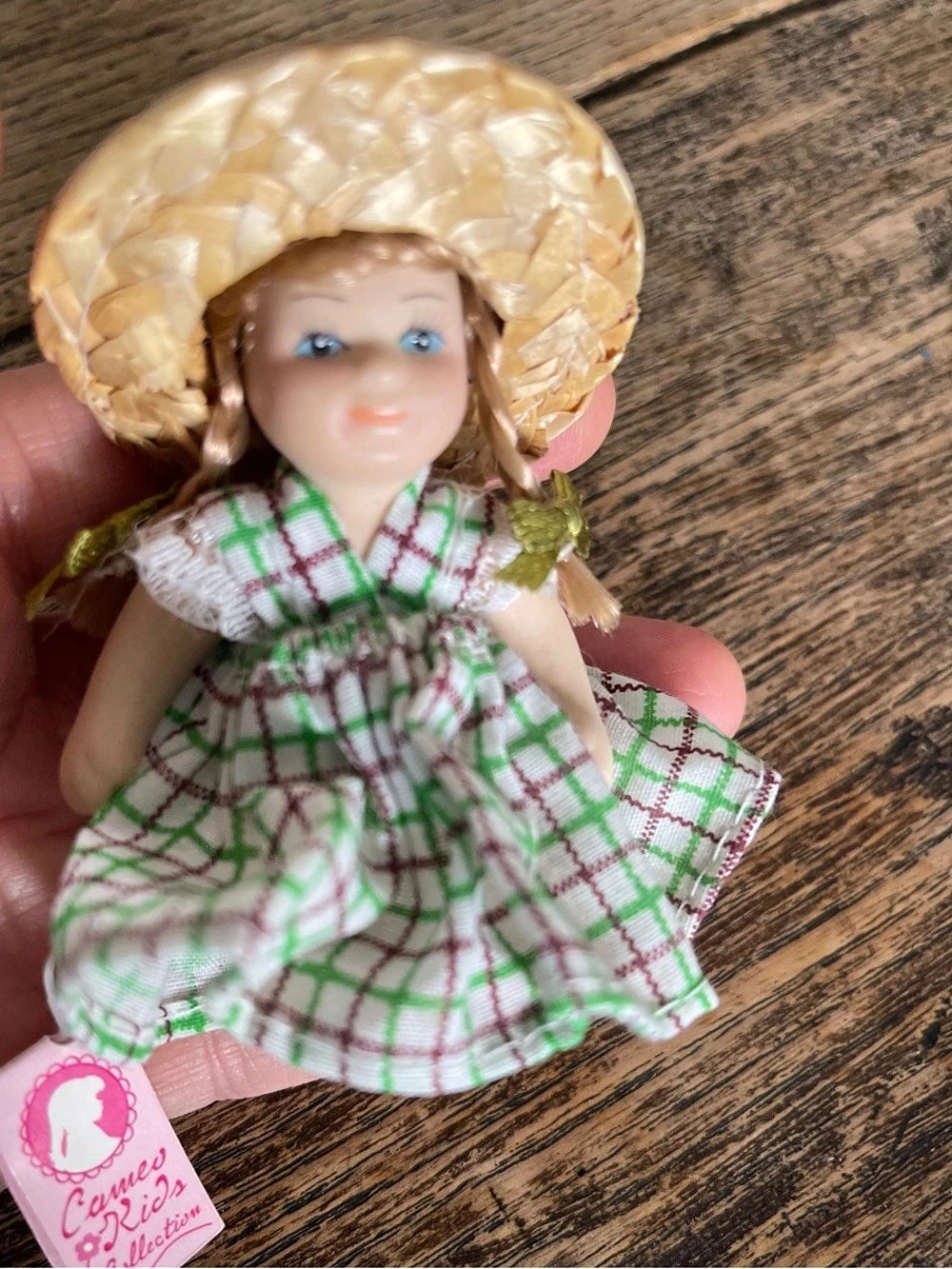 Cameo Kids Collection Plaid Doll in Green & White